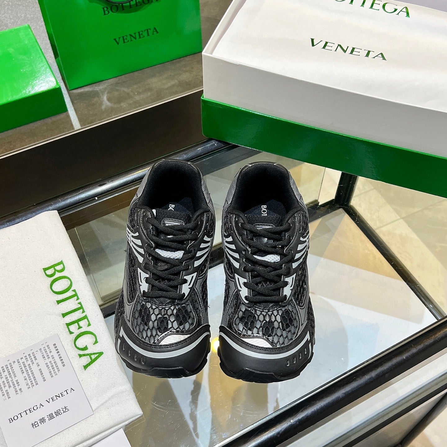 BOTTEGA VENETA 26S ORBIT SNEAKERS IN BLACK TECHNICAL MESH
