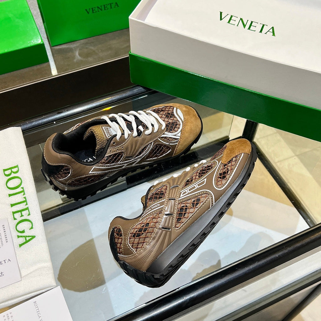BOTTEGA VENETA 26S ORBIT SNEAKERS IN BROWN TECHNICAL MESH AND SUEDE