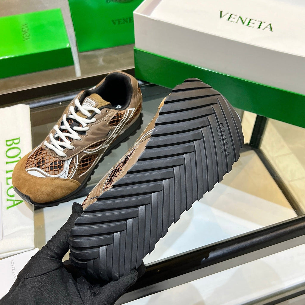 BOTTEGA VENETA 26S ORBIT SNEAKERS IN BROWN TECHNICAL MESH AND SUEDE