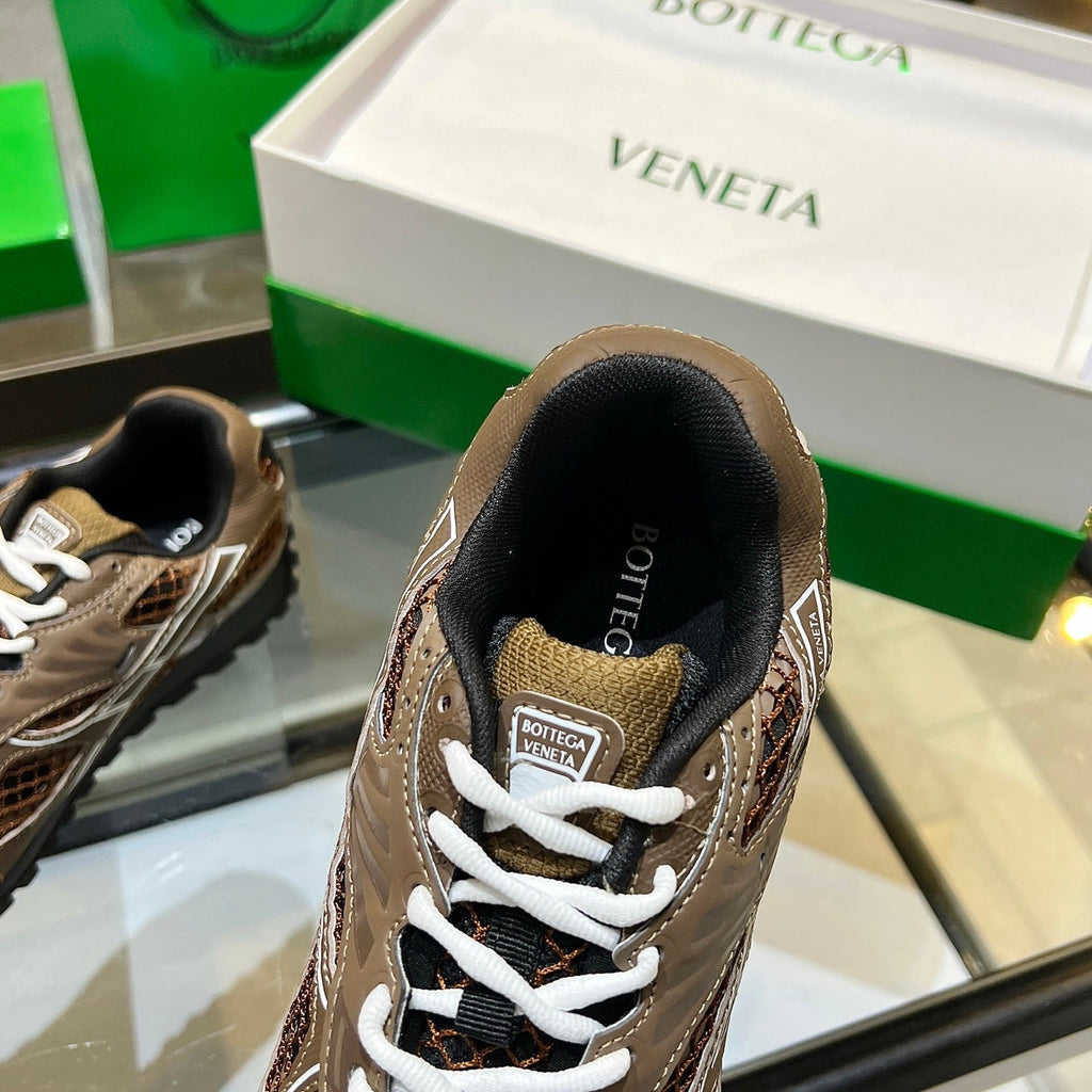 BOTTEGA VENETA 26S ORBIT SNEAKERS IN BROWN TECHNICAL MESH AND SUEDE