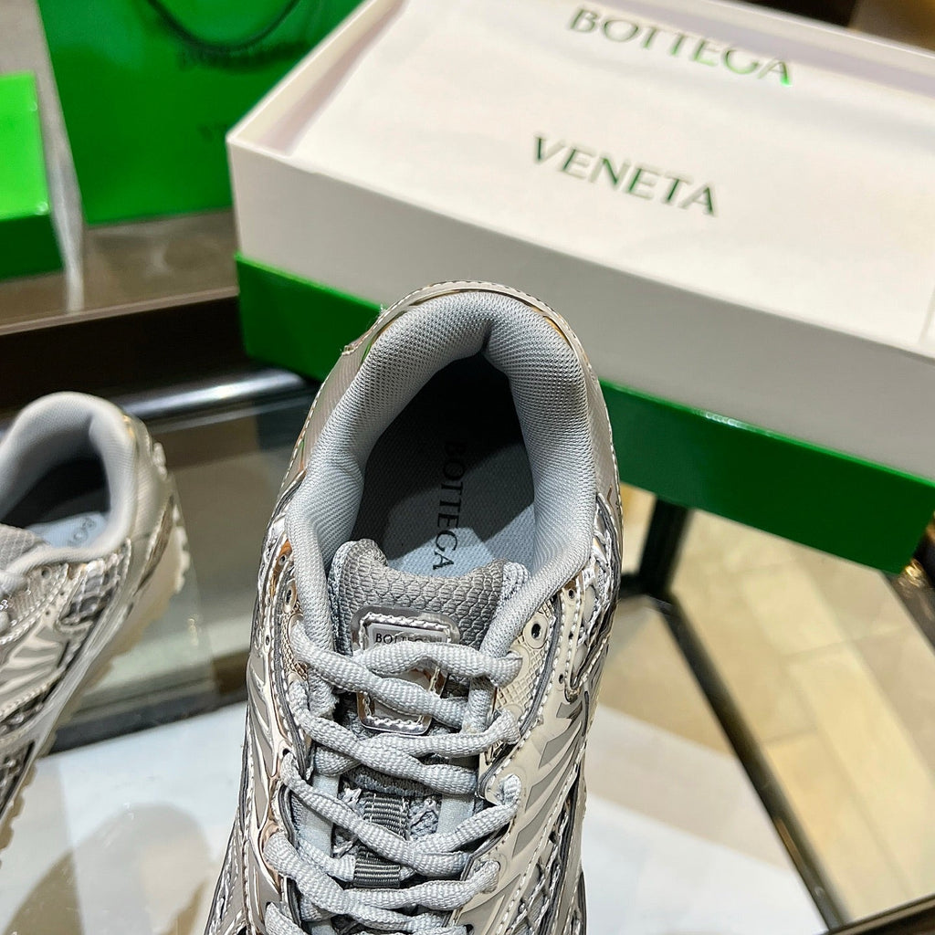 BOTTEGA VENETA 26S ORBIT SNEAKERS IN SILVER TECHNICAL MESH