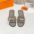 HM 26S GIULIA SANDAL IN GREY SUEDE AND CALFSKIN SILVER HARDWAREC