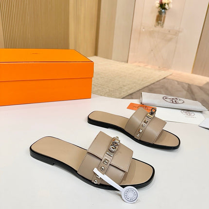 HM 26S GIULIA SANDAL IN LIGHT BROWN CALFSKIN SILVER HARDWARE