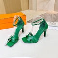 HM 26S H HIGH HEEL SANDALS 90MM IN GREEN CALFSKIN
