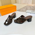HM 26S HELIA SANDAL 70MM IN DARK BROWN SUEDE