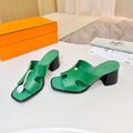 HM 26S HELIA SANDAL 70MM IN GREEN CALFSKIN