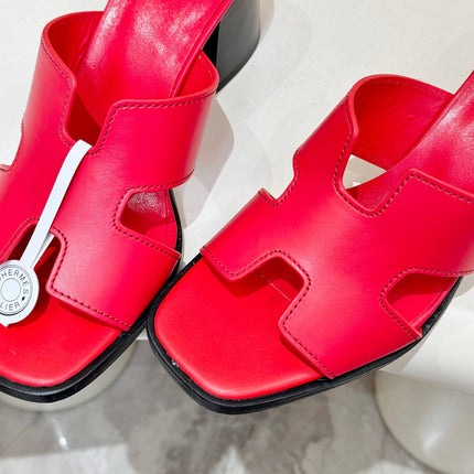 HM 26S HELIA SANDAL 70MM IN RED CALFSKIN