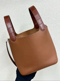 HM 25S PICOTIN LOCK 18 CM IN BROWN COWHIDE WITH CROCODILE HANDLE STYLE 4