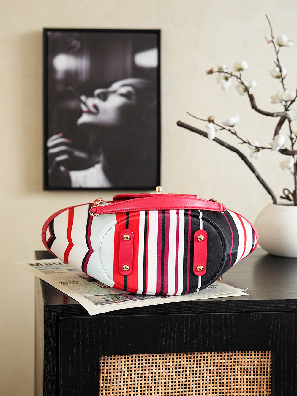 CHANEL 26S TOTE BAG 41 IN RED MULTICOLOR CANVAS AND CALFSKIN GOLD HARDWARE