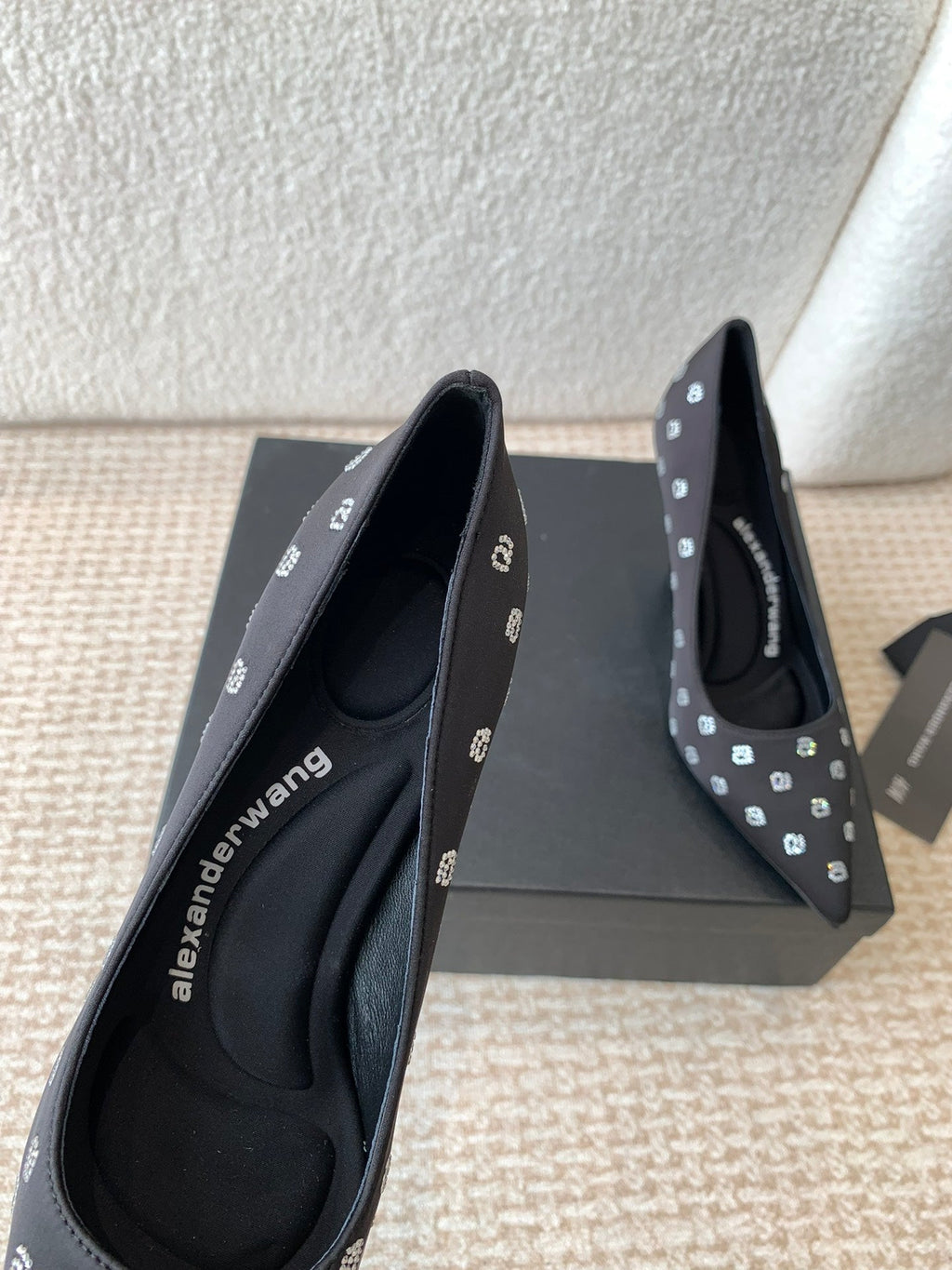 DELPHINE CRYSTAL-EMBELLISHED BLACK SILK PUMPS