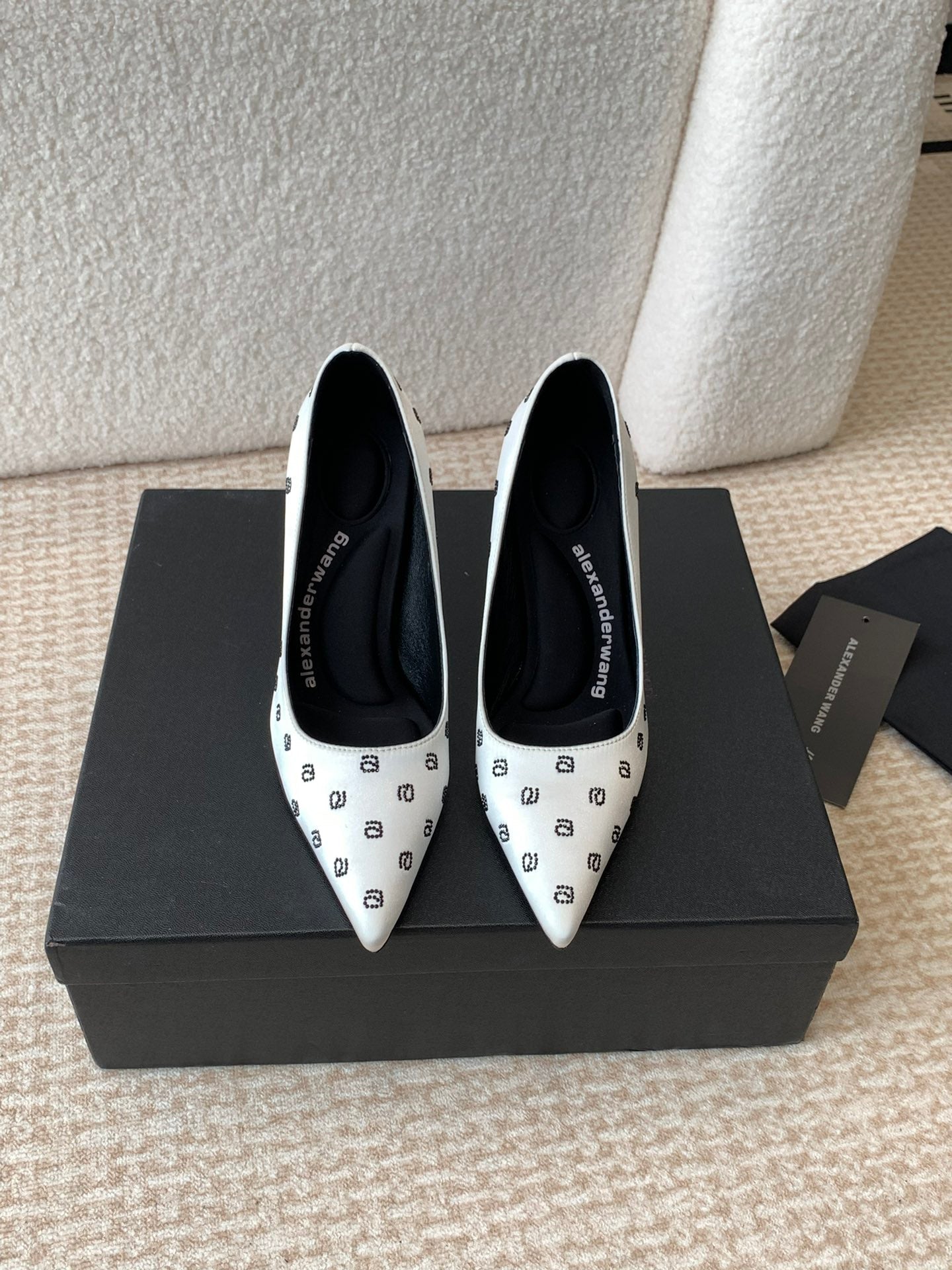 DELPHINE CRYSTAL-EMBELLISHED WHITE SILK PUMPS