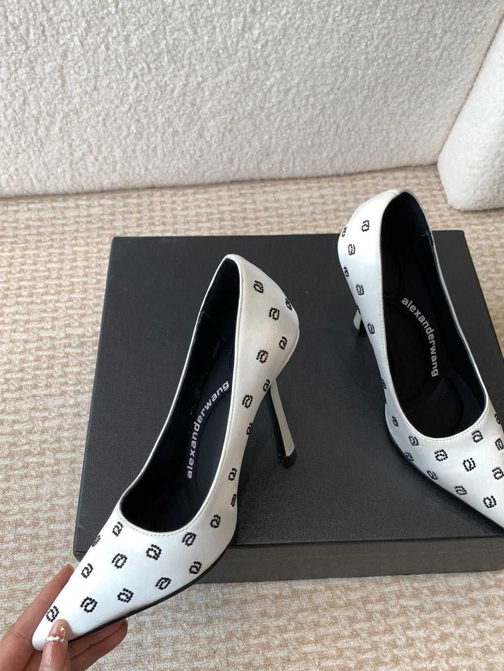 DELPHINE CRYSTAL-EMBELLISHED WHITE SILK PUMPS