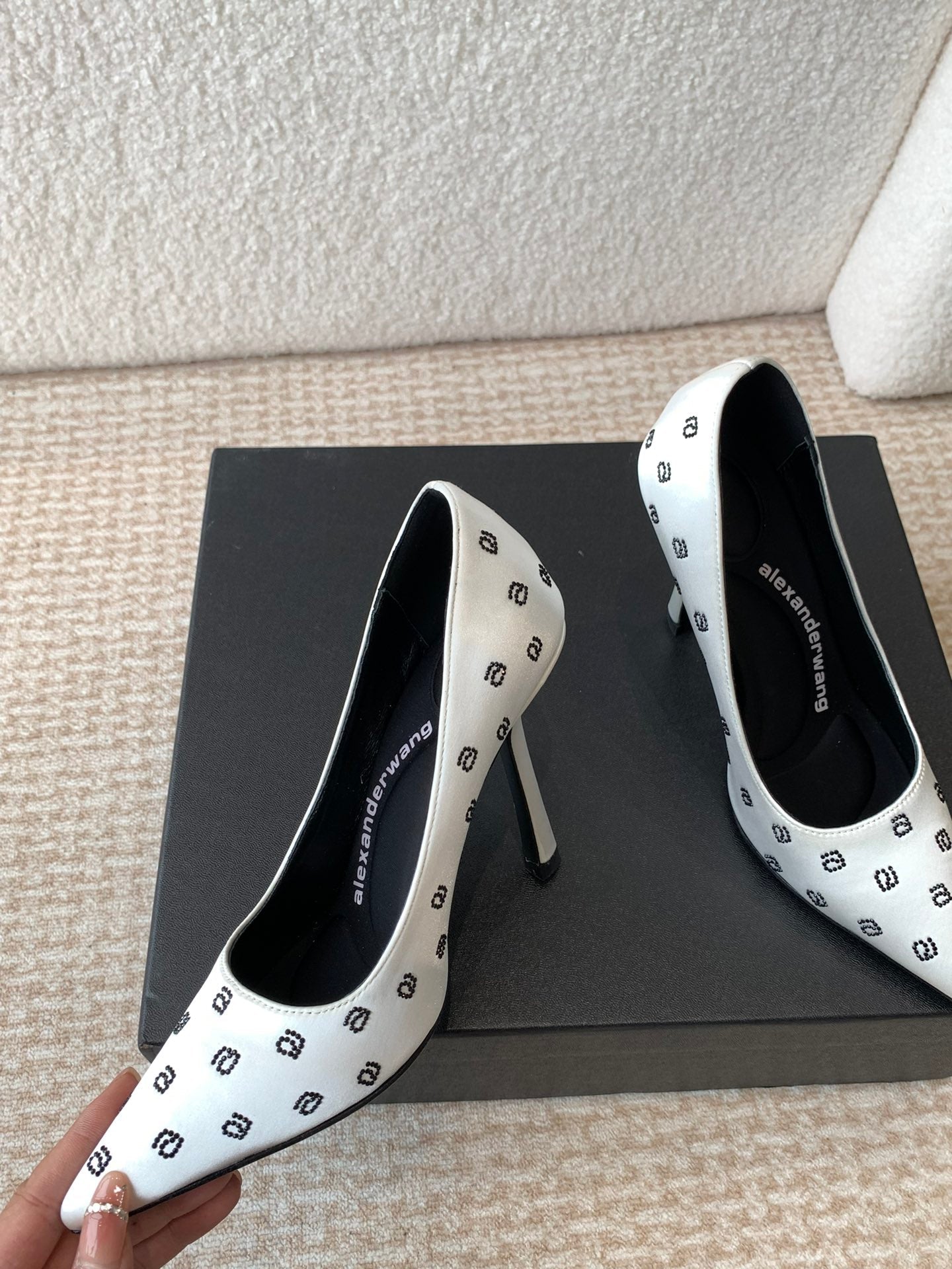DELPHINE CRYSTAL-EMBELLISHED WHITE SILK PUMPS