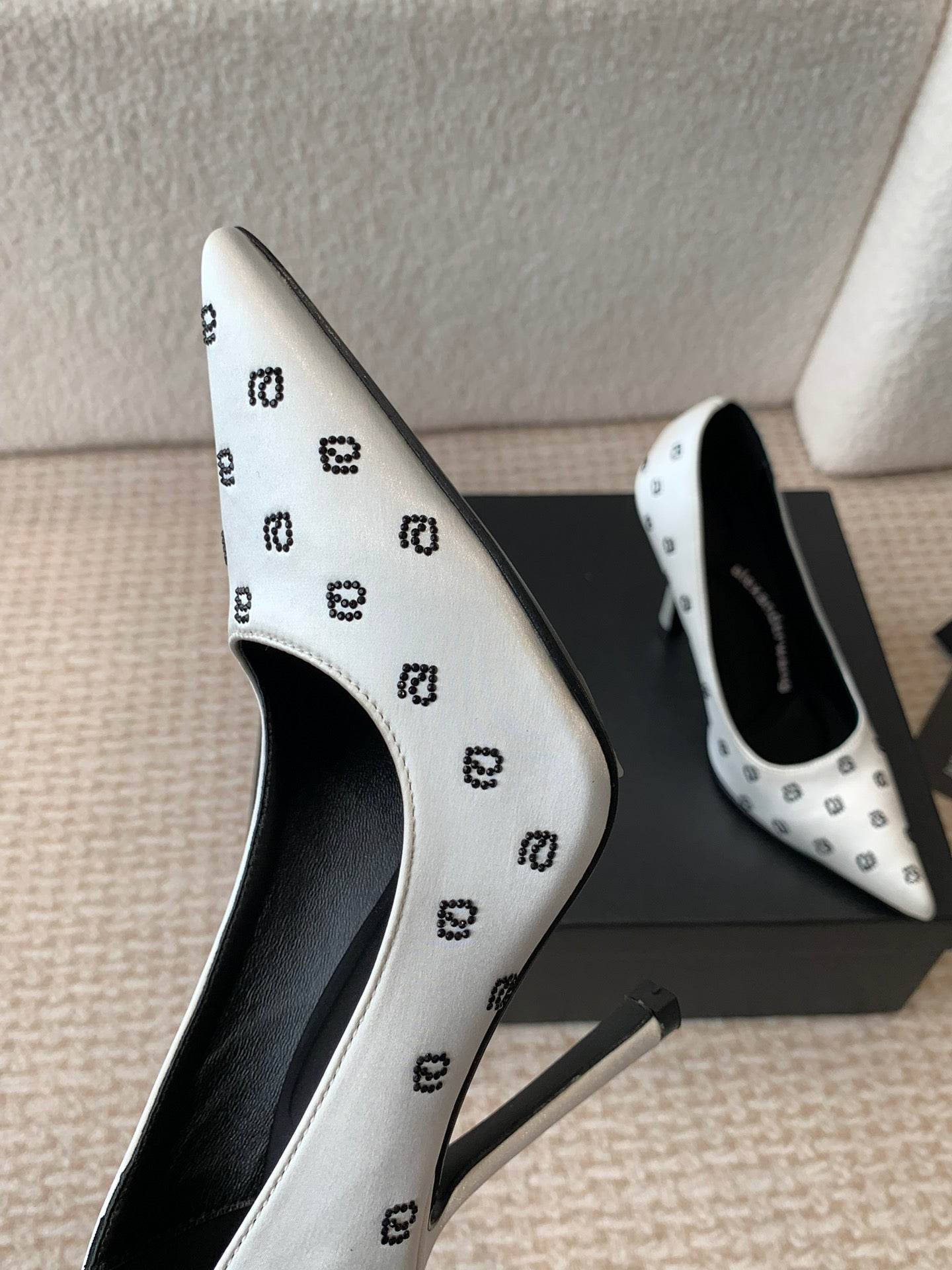 DELPHINE CRYSTAL-EMBELLISHED WHITE SILK PUMPS