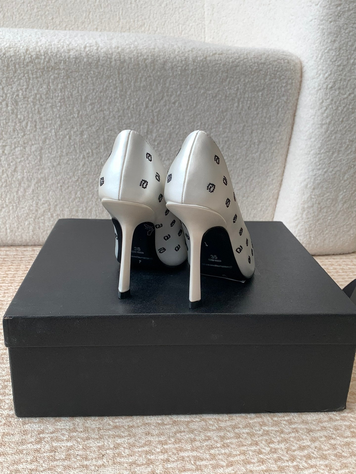 DELPHINE CRYSTAL-EMBELLISHED WHITE SILK PUMPS