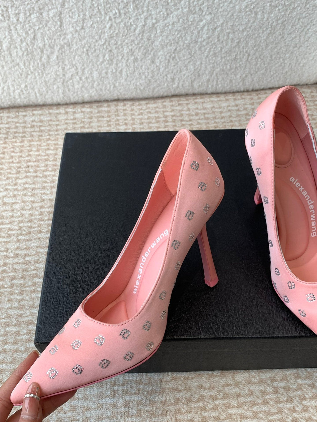 DELPHINE CRYSTAL-EMBELLISHED ROSE PINK SILK PUMPS