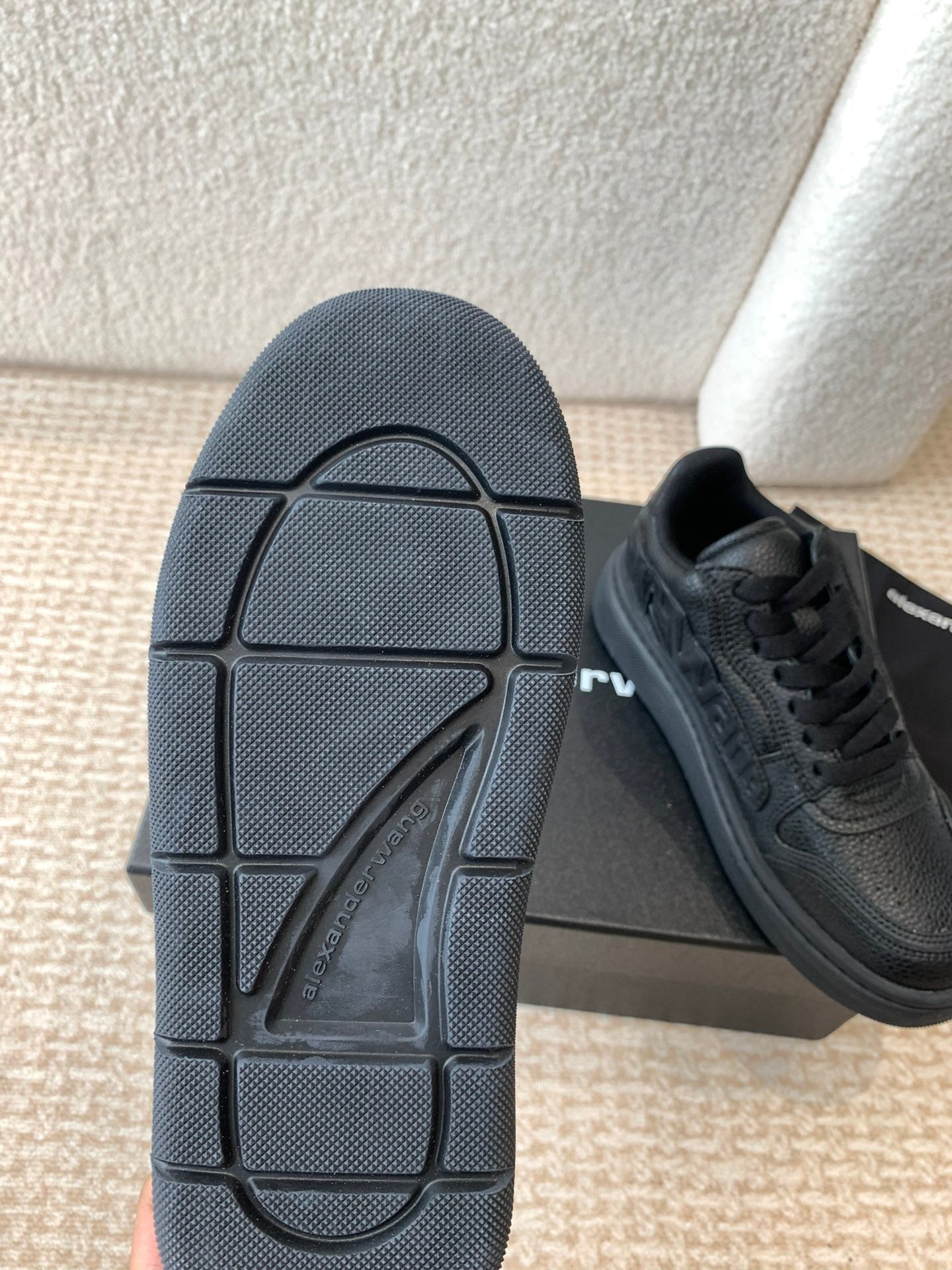 SNEAKER WITH LOGO IN BLACK PUFF PEBBLE LEATHER