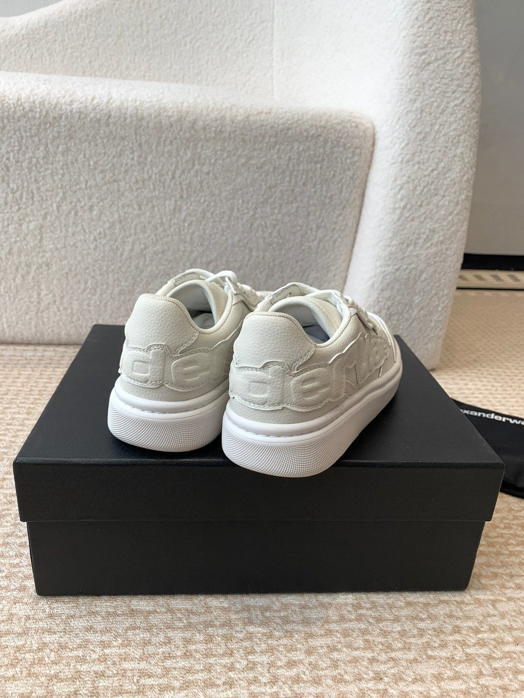 SNEAKER WITH LOGO IN BEIGE PUFF PEBBLE LEATHER