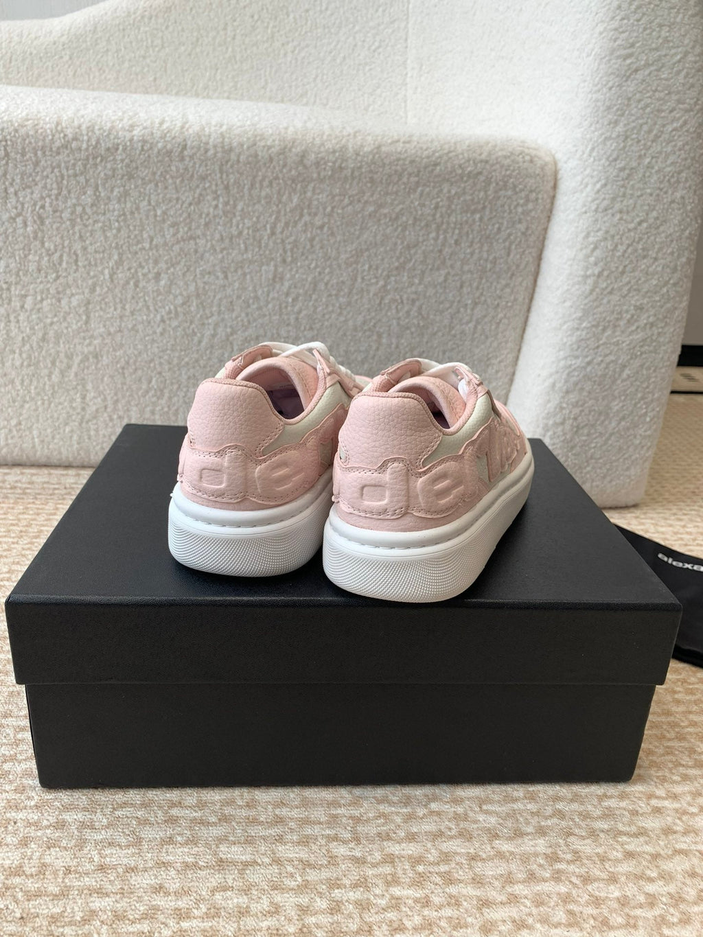 SNEAKER WITH LOGO IN BLUSH PINK MIX BEIGE PUFF PEBBLE LEATHER