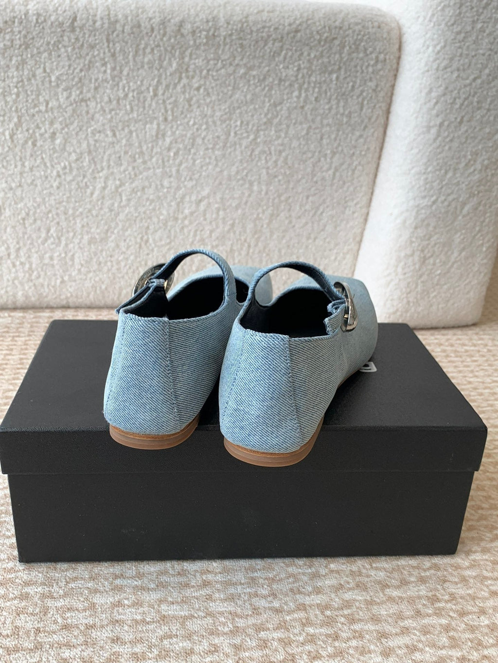 SQUARE-TOE MARY JANE IN LIGHT BLUE DENIM FABRIC