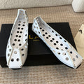 PERFO BALLET FLATS IN WHITE CALFSKIN