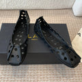 PERFO BALLET FLATS IN BLACK CALFSKIN