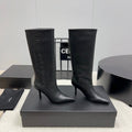 KNEE HIGH BOOTS 85 MM IN BLACK CALFSKIN
