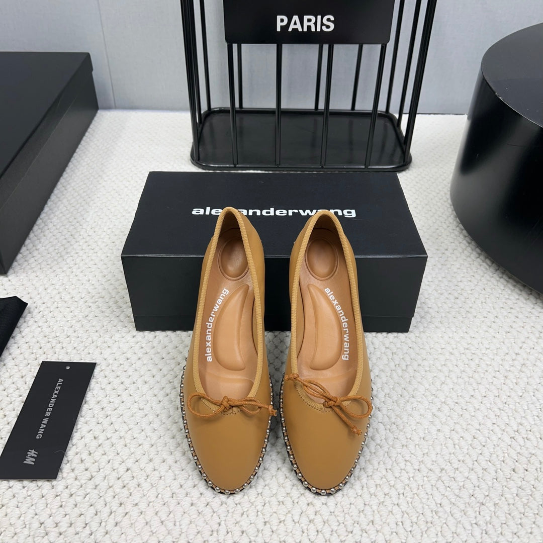 LINA BALLCHAIN FLAT IN CIDER BROWN LAMBSKIN