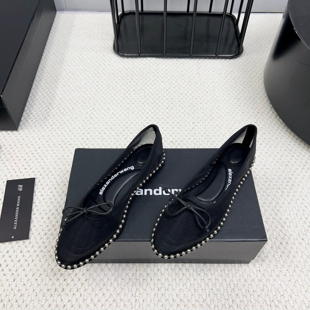 LINA BALLCHAIN FLAT IN BLACK MESH
