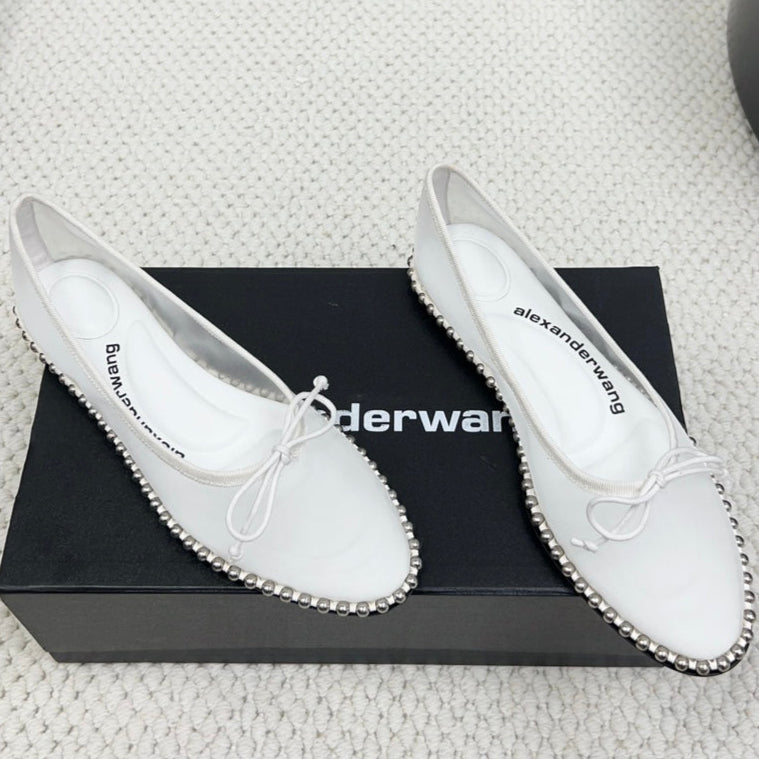 LINA BALLCHAIN FLAT IN WHITE MESH