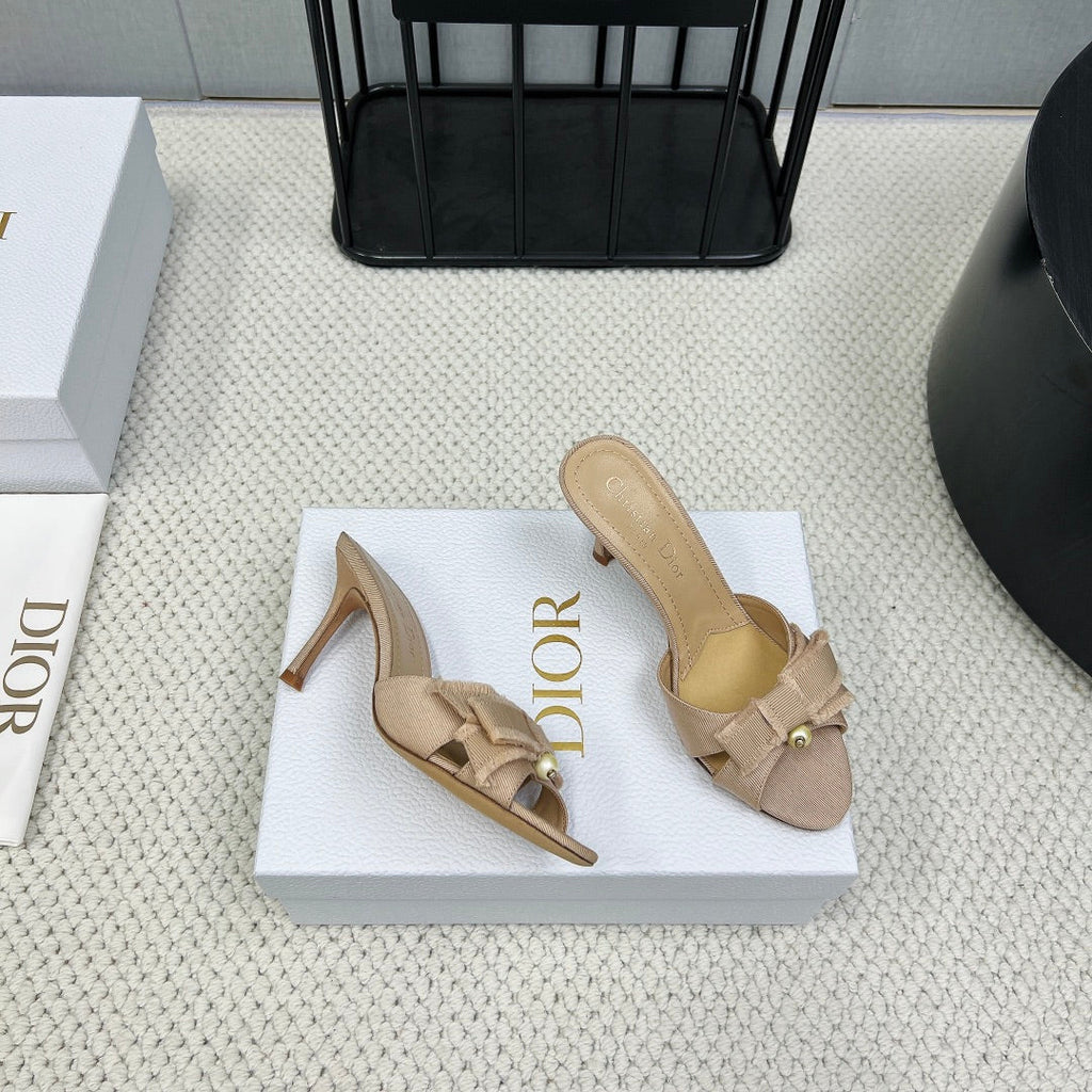 HIGH ADIORABLE MULE IN BISQUE BEIGE FABRIC