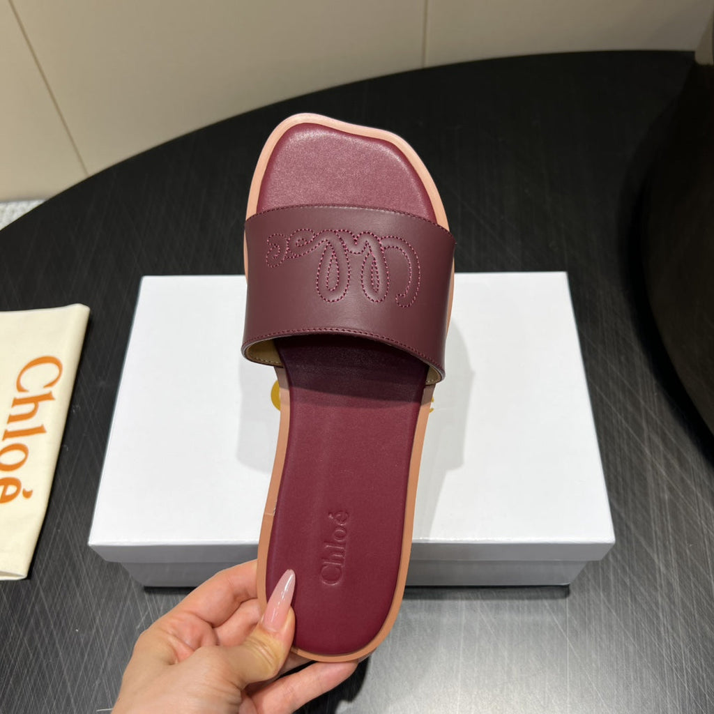 CHLOÉ 26S SANDALS IN DARK RED CALFSKIN