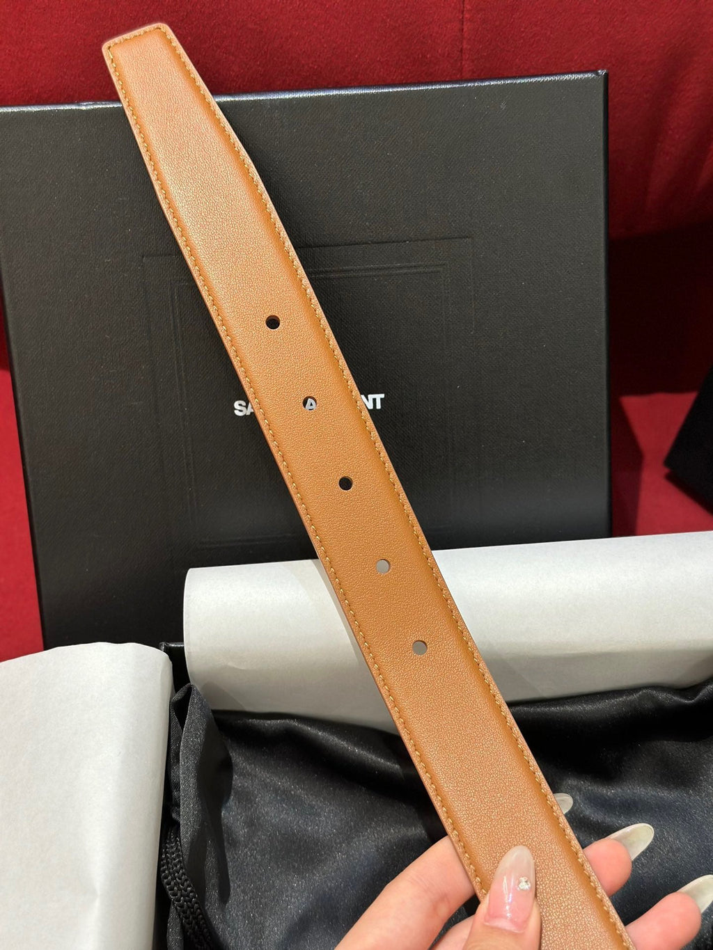 YSL 25S BELT 30 MM IN BROWN CALFSKIN 538010