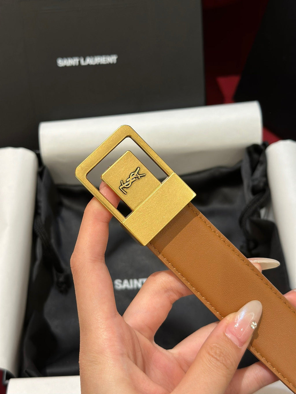 YSL 25S BELT 30 MM IN BROWN CALFSKIN 538010