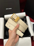 YSL 25S BELT 30 MM IN CREAM WHITE CALFSKIN 538008