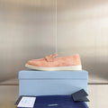 Pra Pink Suede Leather Loafers 25mm Rubber Sole