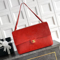 CHANEL 26S SOUPLISSIMO MAXI FLAP 39 IN RED CROCODILE-EMBOSSED CALFSKIN GOLD HARDWARE