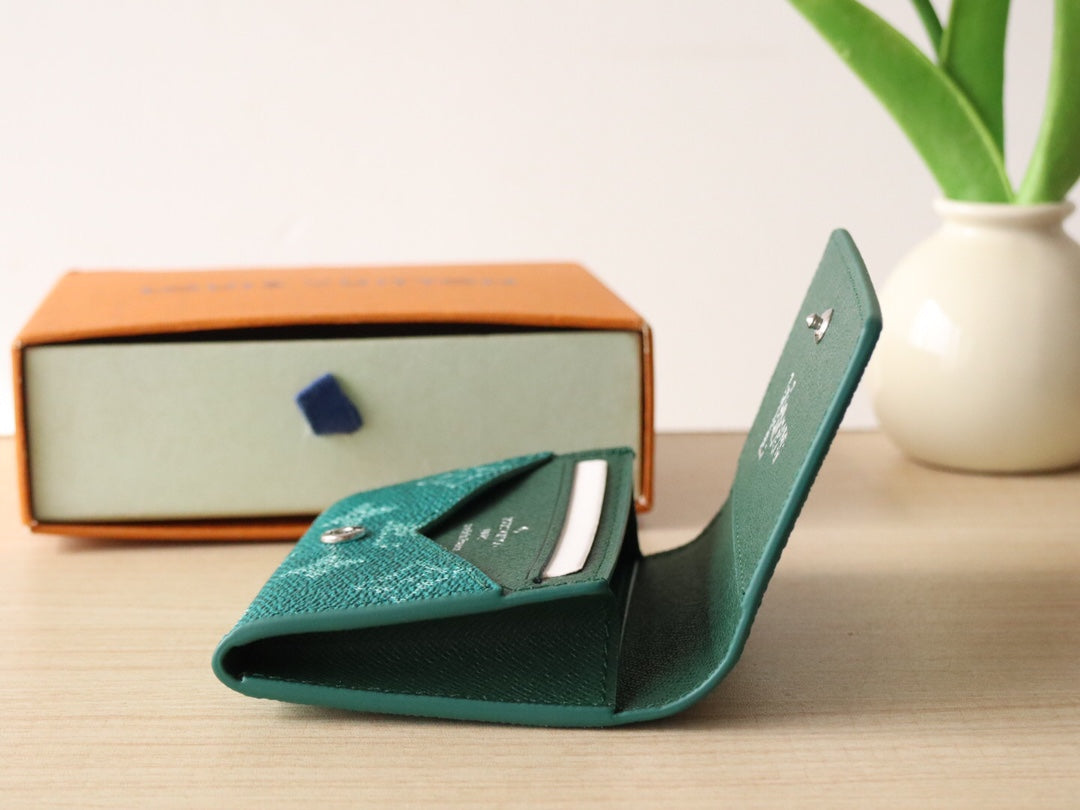 LV 25S ENVELOPE BUSINESS CARD HOLDER 10 IN DEEP TEAL MONOGRAM HERITAGE COATED CALFSKIN