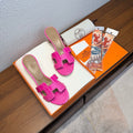 HM 26S ORAN SANDAL HIGH HEELS 45MM IN FUCHSIA PINK CALFSKIN CROCODILE EMBOSSED
