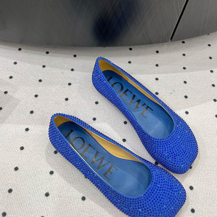 Toy ballerina in suede and allover rhinestones blue