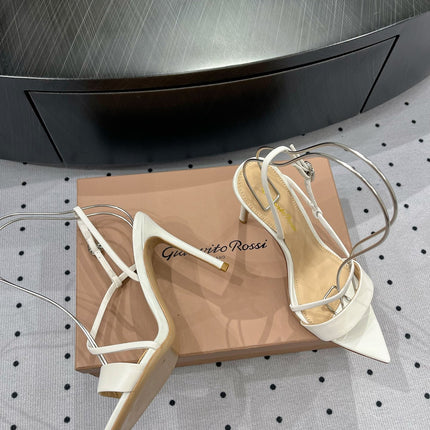 GIANVITO ROSSI 26S STRAPPY HIGH-HEEL SANDALS 110 MM IN WHITE CALFSKIN