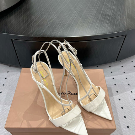 GIANVITO ROSSI 26S STRAPPY HIGH-HEEL SANDALS 110 MM IN WHITE CALFSKIN