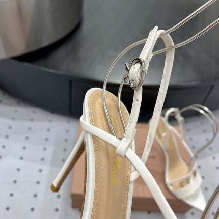 GIANVITO ROSSI 26S STRAPPY HIGH-HEEL SANDALS 110 MM IN WHITE CALFSKIN