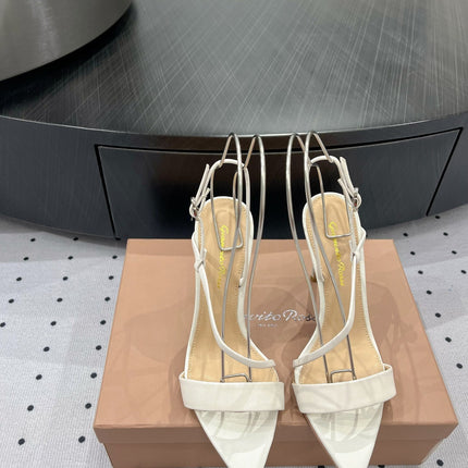 GIANVITO ROSSI 26S STRAPPY HIGH-HEEL SANDALS 110 MM IN WHITE CALFSKIN