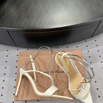 GIANVITO ROSSI 26S STRAPPY HIGH-HEEL SANDALS 110 MM IN WHITE CALFSKIN