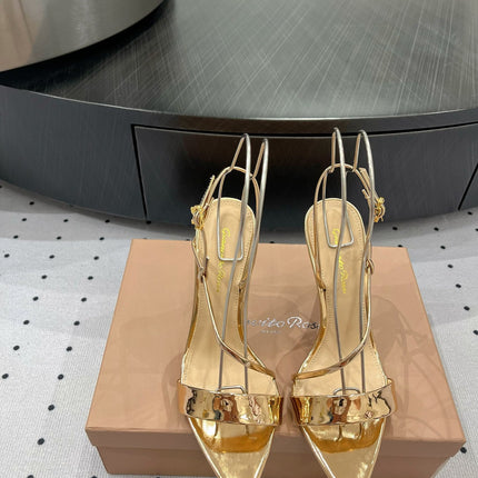 GIANVITO ROSSI 26S STRAPPY HIGH-HEEL SANDALS 110 MM IN GOLD CALFSKIN