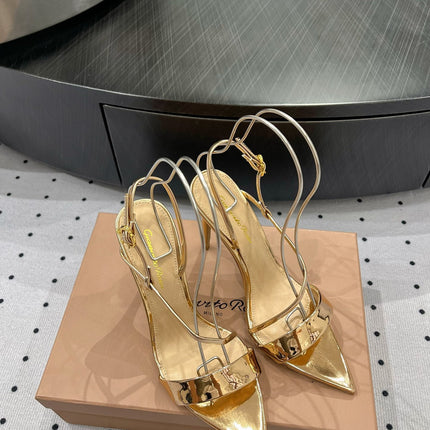 GIANVITO ROSSI 26S STRAPPY HIGH-HEEL SANDALS 110 MM IN GOLD CALFSKIN
