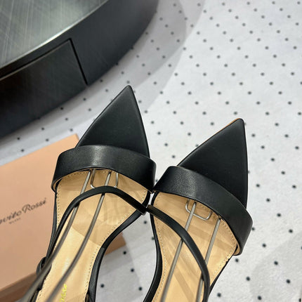 GIANVITO ROSSI 26S STRAPPY HIGH-HEEL SANDALS 110 MM IN BLACK CALFSKIN