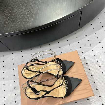 GIANVITO ROSSI 26S STRAPPY HIGH-HEEL SANDALS 110 MM IN BLACK CALFSKIN