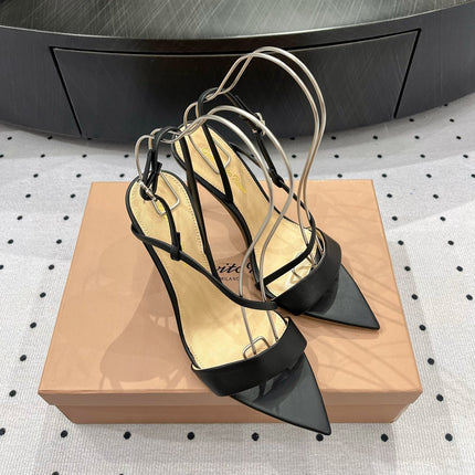 GIANVITO ROSSI 26S STRAPPY HIGH-HEEL SANDALS 110 MM IN BLACK CALFSKIN